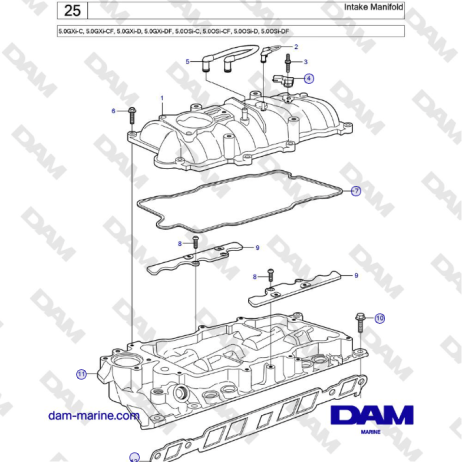 Pompe à Eau Brute Pour Volvo Penta 5.0GXI-CF/D, 5.0SI-C/CF/D – Neuve
