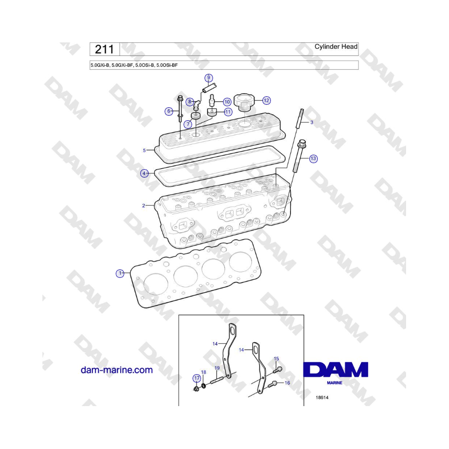 Volvo Penta 5.0L GXI-B - Culata