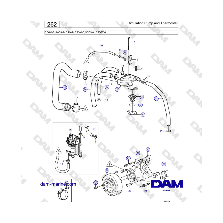 Volvo Penta 5.0L GXIB / 5.7L GIB / 5.7L GXIC Circulation Pump and