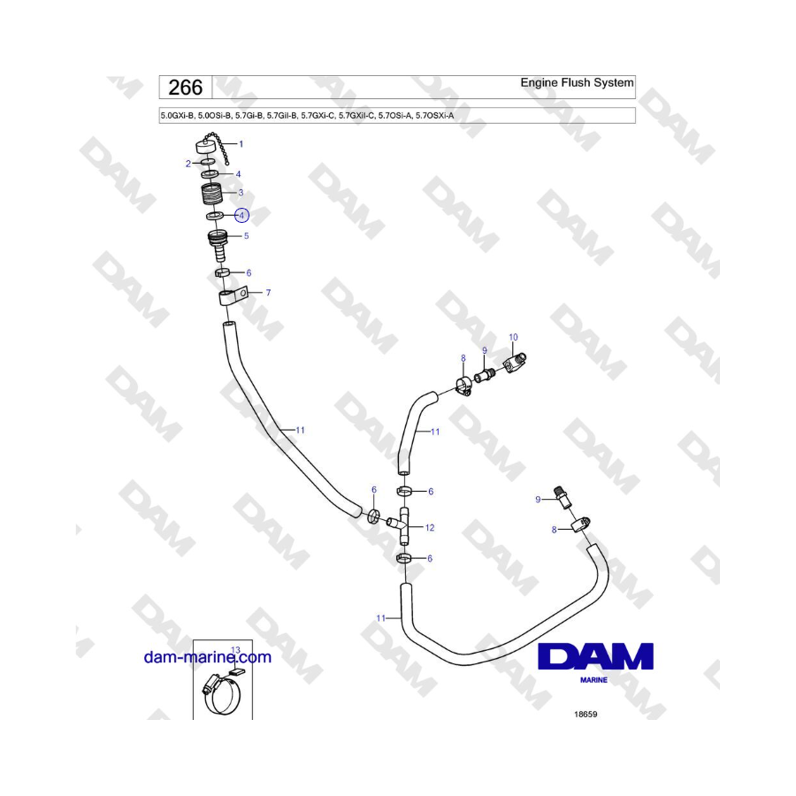 Volvo Penta 5.0L GXI-B / 5.7L GI-B / 5.7L GXI-C - Sistema de lavado del motor