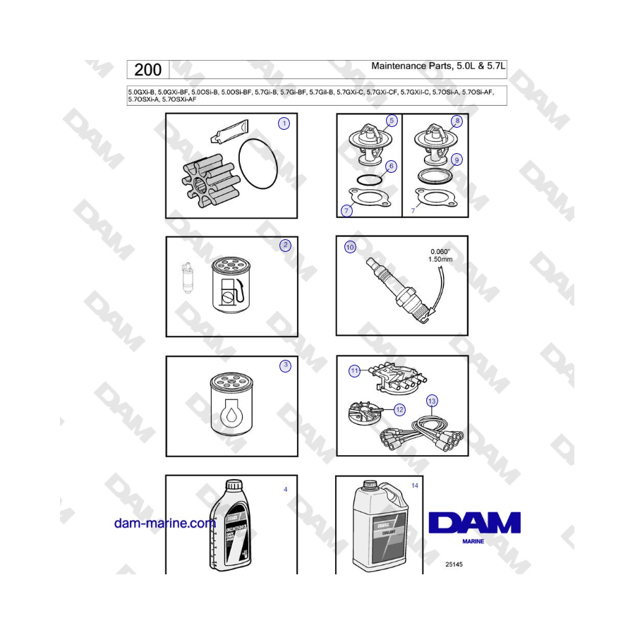 Volvo Penta 4.3L GXI-E / 4.3L GXI-EF - Maintenance Parts, 4.3GXi