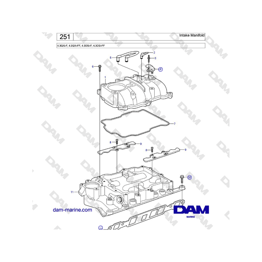 Volvo Penta 4.3GXi-F, 4.3GXi-FF, 4.3OSi-F, 4.3OSi-FF - Intake Manifold