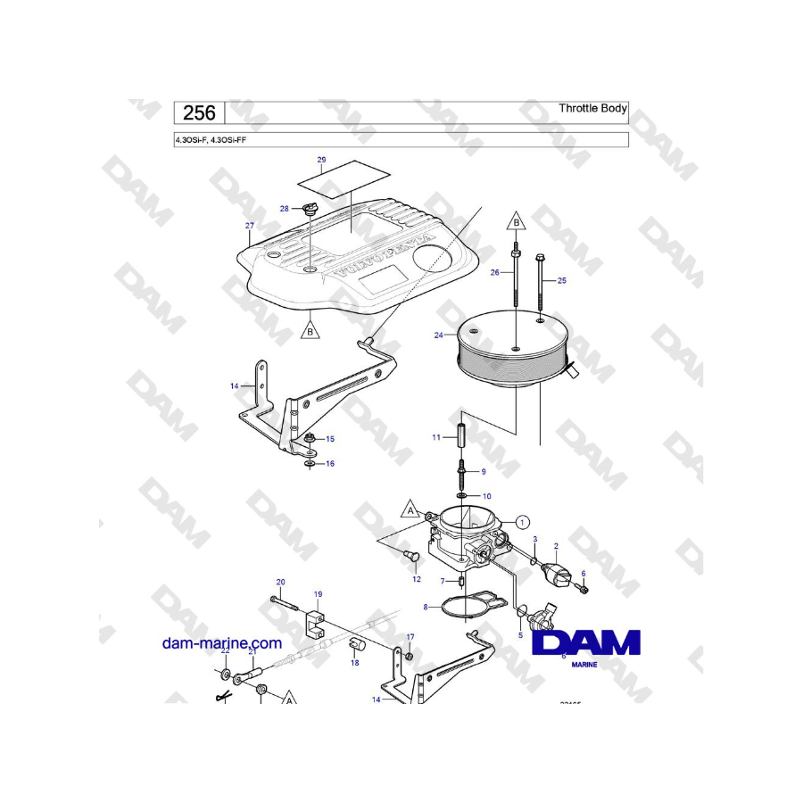 Volvo Penta 4.3OSi-F, 4.3OSi-FF - Cuerpo del acelerador