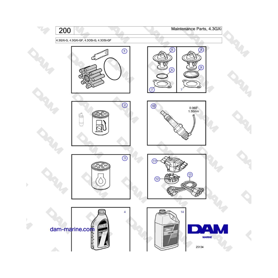 Volvo Penta 4.3L GXI-G / 4.3L GXI-GF - Piezas de mantenimiento, 4.3GXi