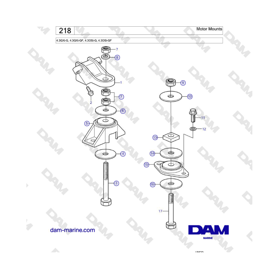 Volvo Penta 4.3L GXI-G / 4.3L GXI-GF - Soportes de motor 