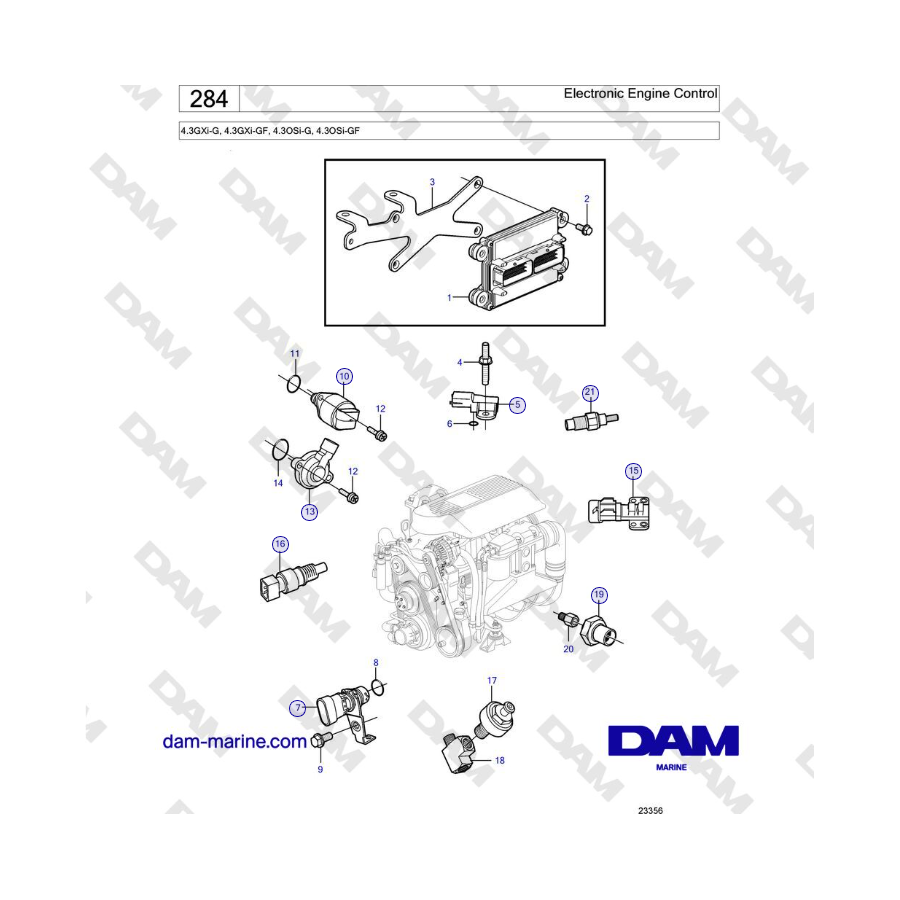 Volvo Penta 4.3L GXI-G / 4.3L GXI-GF - Control electrónico del motor