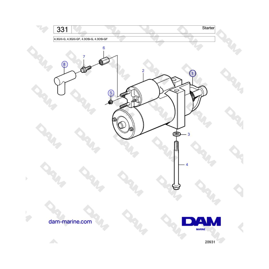 Volvo Penta 4.3L GXI-G / 4.3L GXI-GF - Arranque