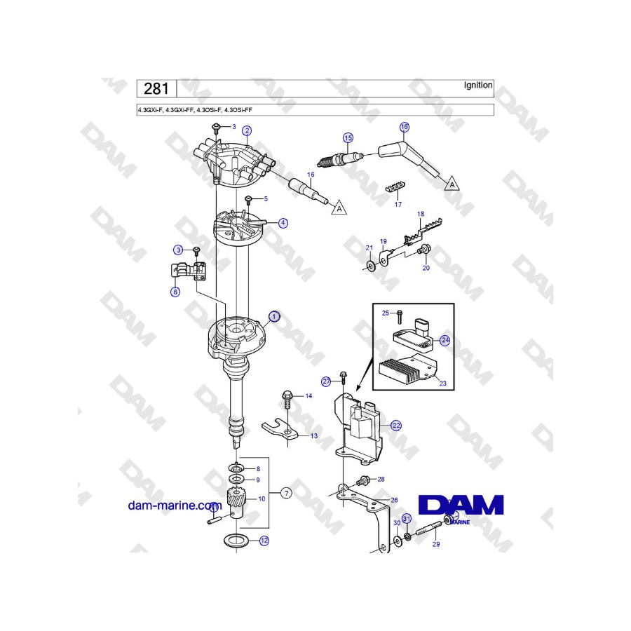 Volvo Penta 4.3GXi-F, 4.3GXi-FF, 4.3OSi-F, 4.3OSi-FF - Ignition
