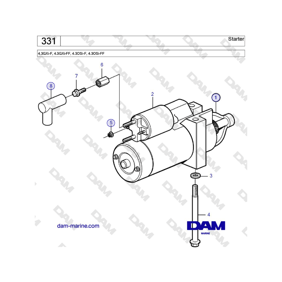 Volvo Penta 4.3GXi-F, 4.3GXi-FF, 4.3OSi-F, 4.3OSi-FF - Starter