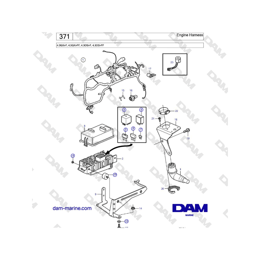 Volvo Penta 4.3GXi-F, 4.3GXi-FF, 4.3OSi-F, 4.3OSi-FF - Engine Harness
