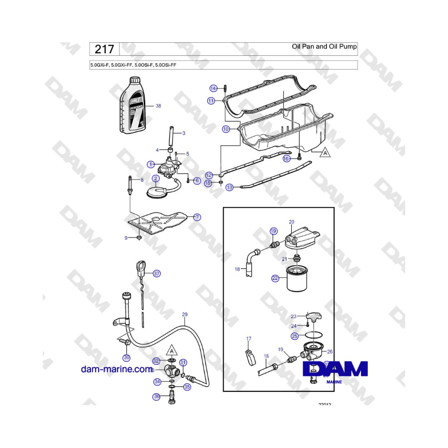Volvo Penta 5.0L GXI-F / 5.0L GXI-FF - Oil Pan and Oil Pump