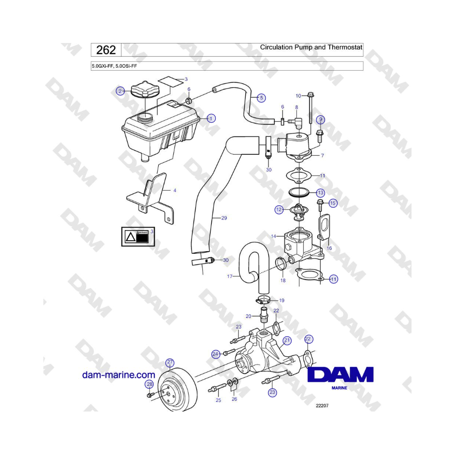 Volvo Penta 5.0L GXI-FF - Circulation Pump and Thermostat