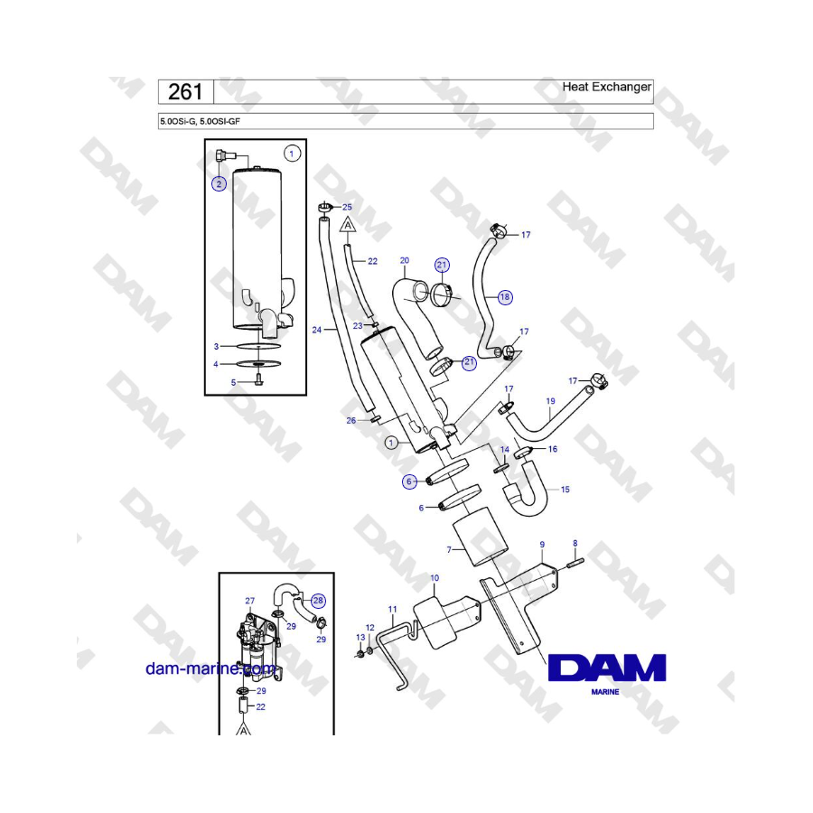 Volvo Penta 5.0L OSI-G / 5.0L OSI-GF - Intercambiador de calor