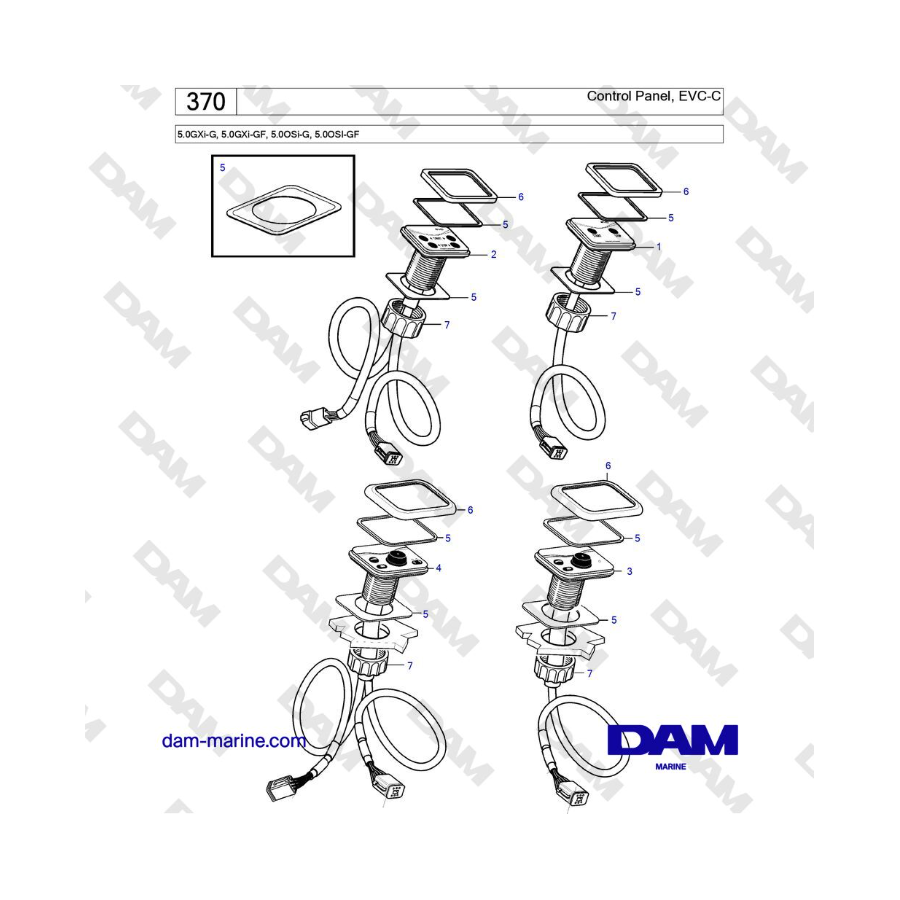 Volvo Penta 5.0L GXI-G / 5.0L GXI-GF / 5.0L OSI-G / 5.0L OSI-GF - Panel de control, EVC-C