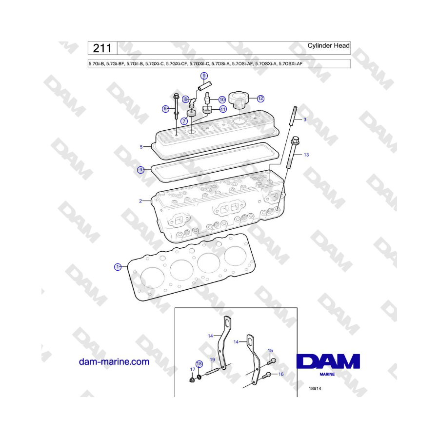 Volvo Penta 5.7L GXI-B / 5.7L GXI-BF - Cylinder Head