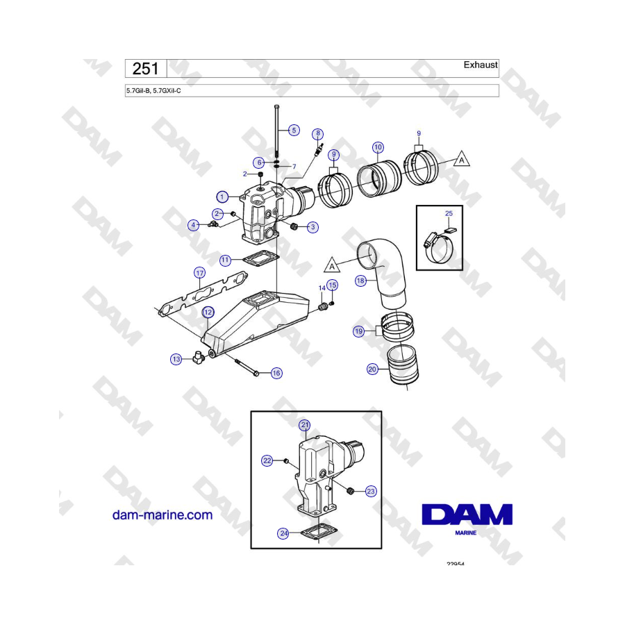 Volvo Penta 5.7GiI-B, 5.7GXiI-C - Exhaust