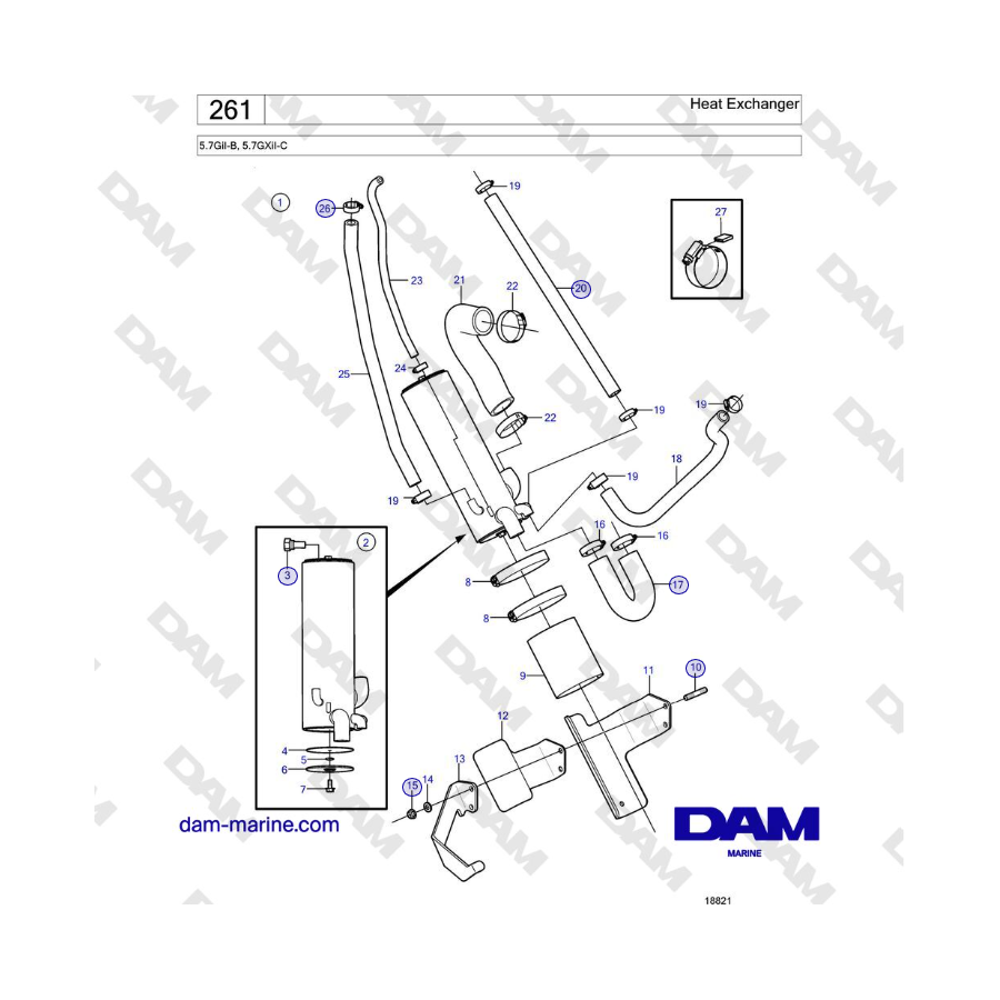 Volvo Penta 5.7GiI-B, 5.7GXiI-C - Scambiatore di calore