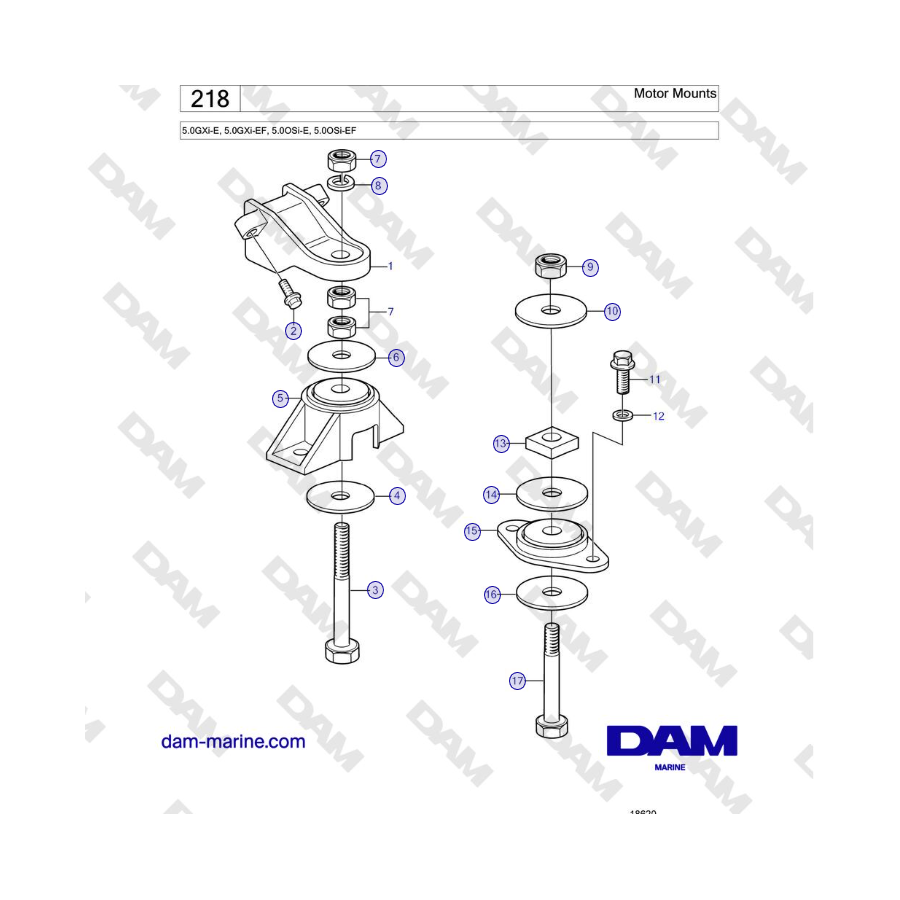 Volvo Penta 5.0GXi-E, 5.0GXi-EF, 5.0OSi-E, 5.0OSi-EF - Motor Mounts