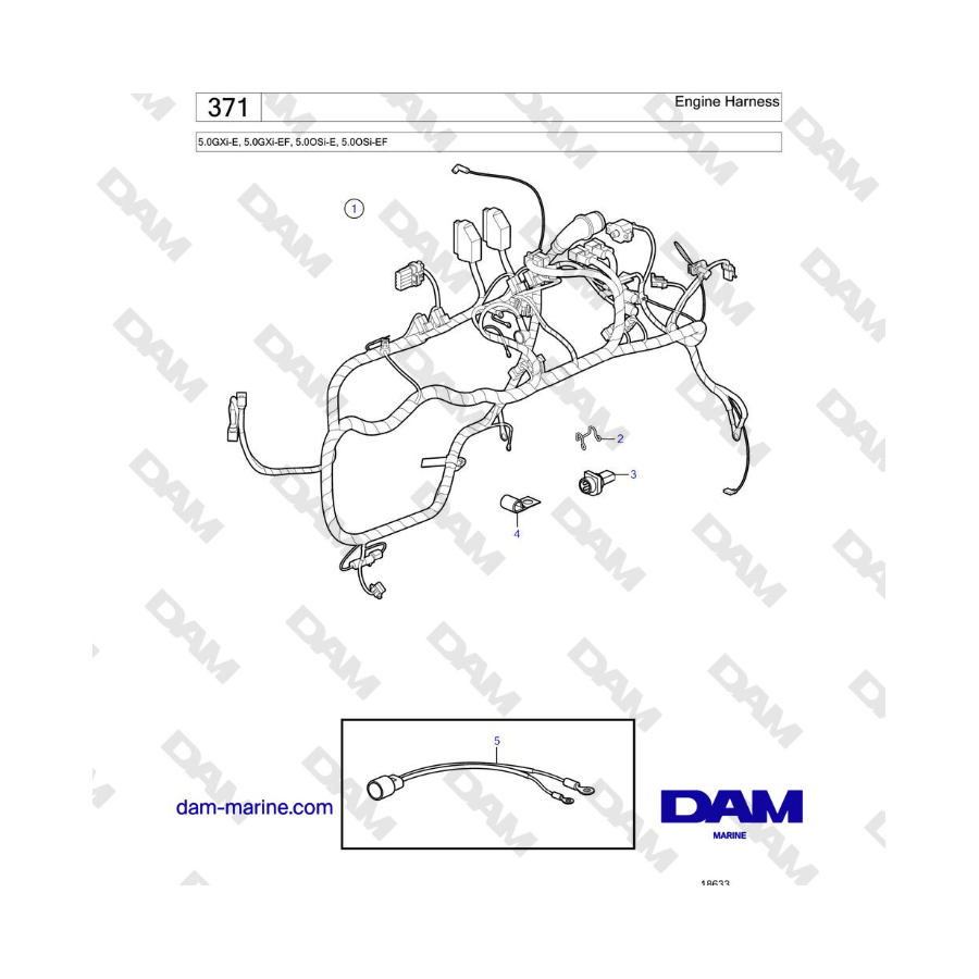 Volvo Penta 5.0GXi-E, 5.0GXi-EF, 5.0OSi-E, 5.0OSi-EF - Arnés del motor