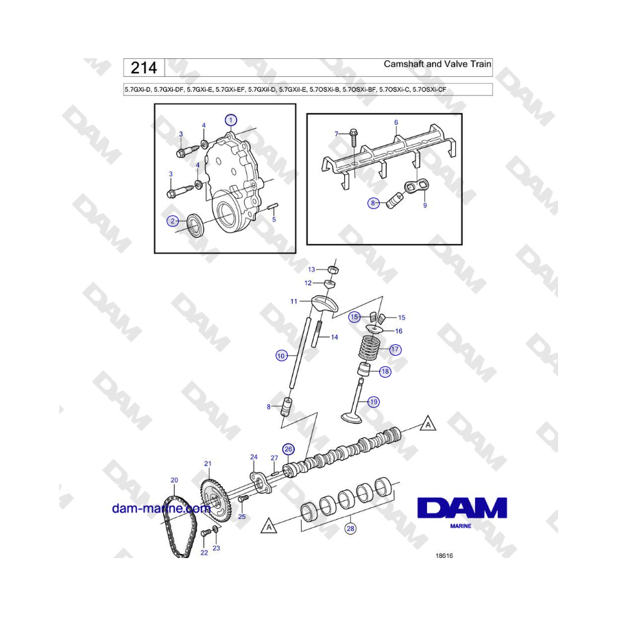 Volvo Penta 5.7L GXI-D / 5.7L GXI-E - Camshaft and Valve Train