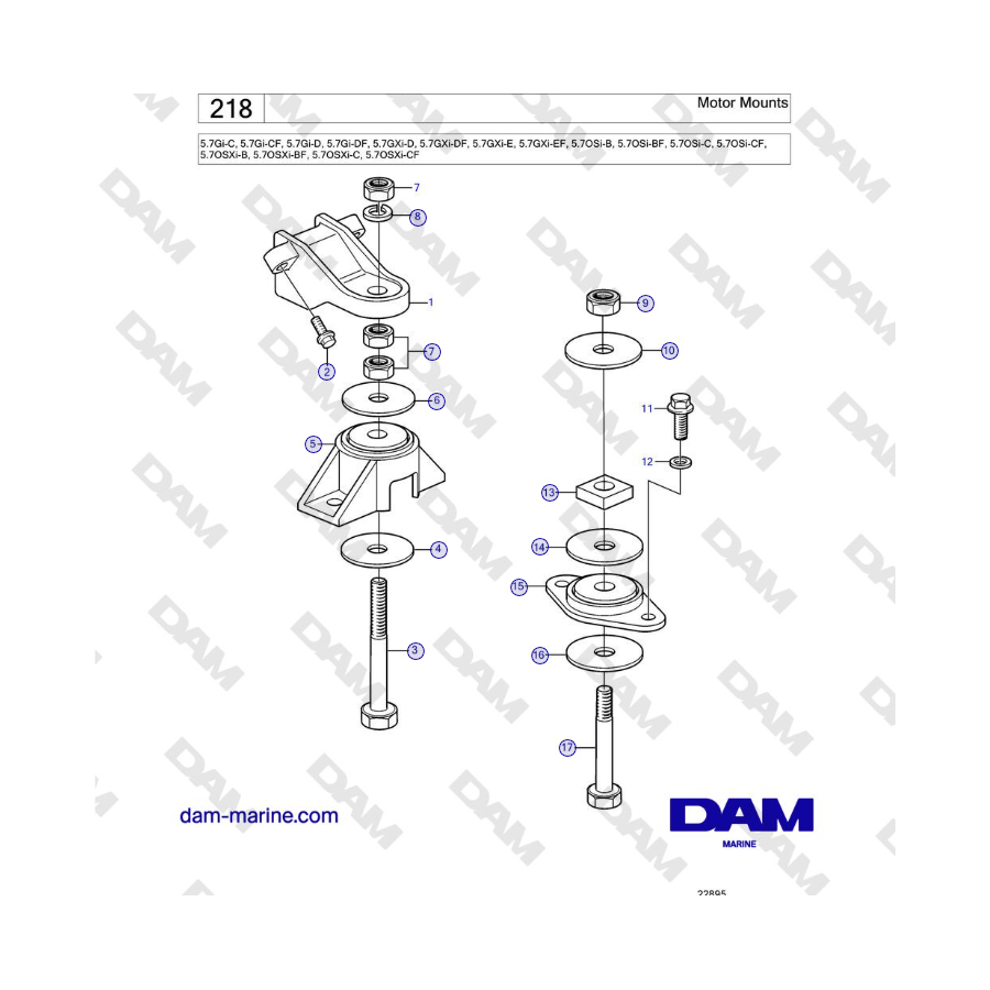 Volvo Penta 5.7L GXI-D / 5.7L GXI-E - Motor Mounts