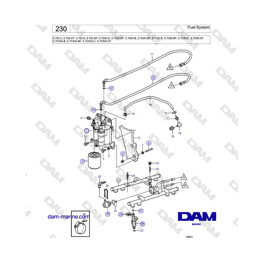 Volvo Penta 5.7L GXI-D / 5.7L GXI-E - Fuel System