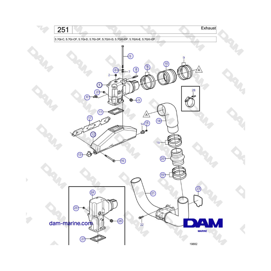 Volvo Penta 5.7L GXI-D / 5.7L GXI-E - Exhaust
