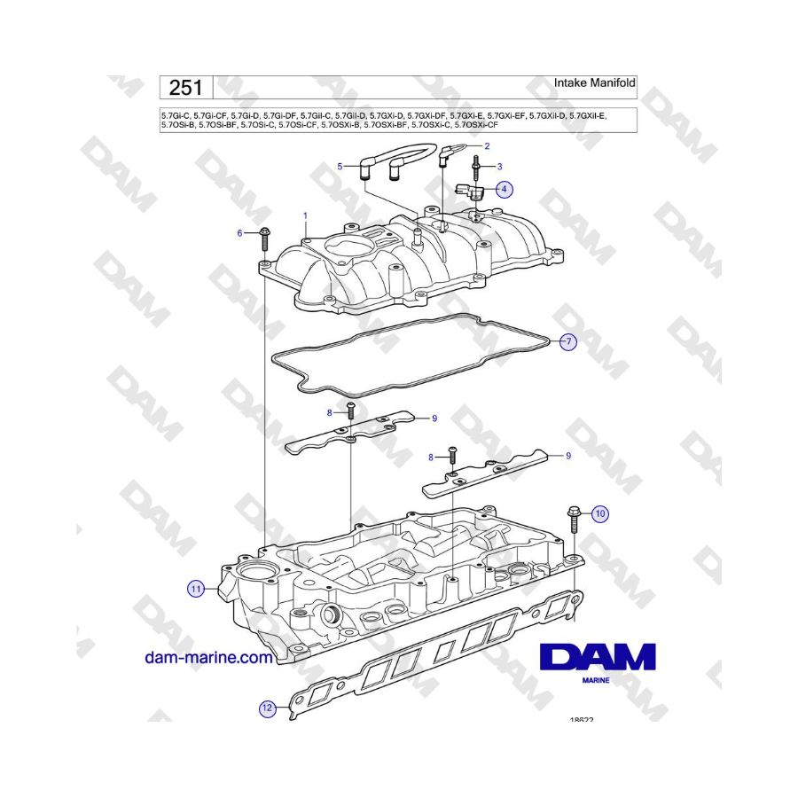 Volvo Penta 5.7L GXI-D / 5.7L GXI-E - Intake Manifold
