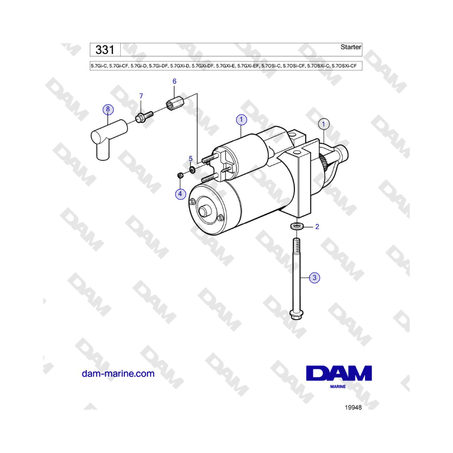 Volvo Penta 5.7L GXI-D / 5.7L GXI-E - Arranque 