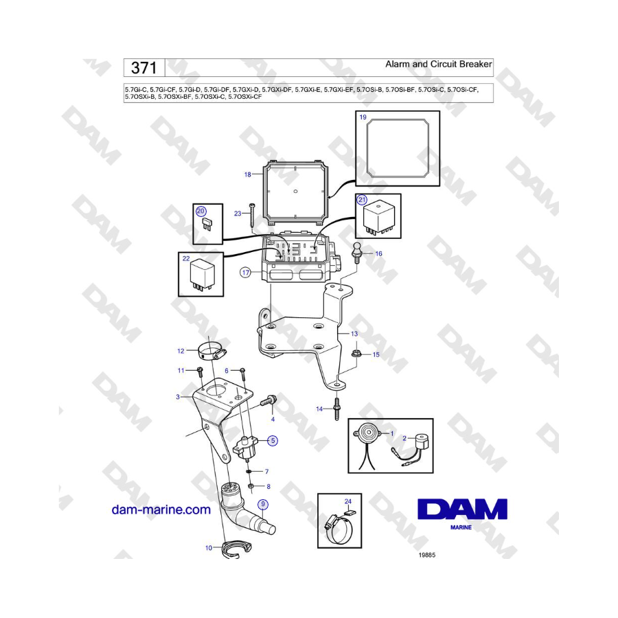 Volvo Penta 5.7L GXI-D / 5.7L GXI-E - Allarme e interruttore automatico