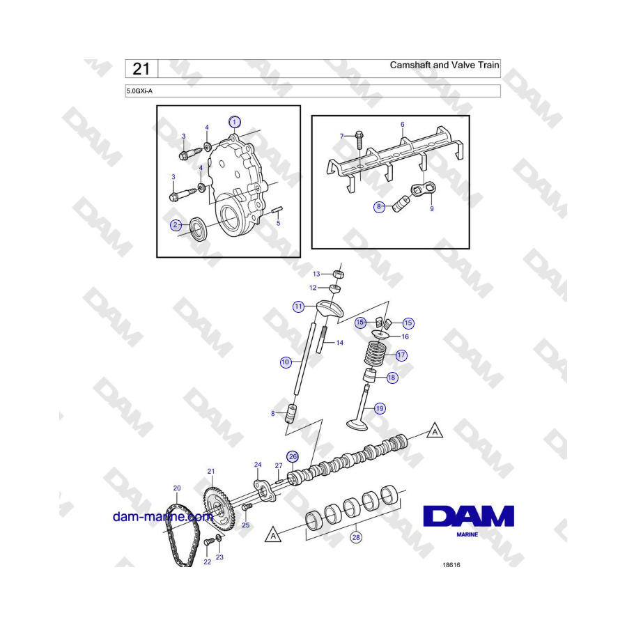 Volvo Penta 5.0GXi-A - Camshaft and Valve Train 