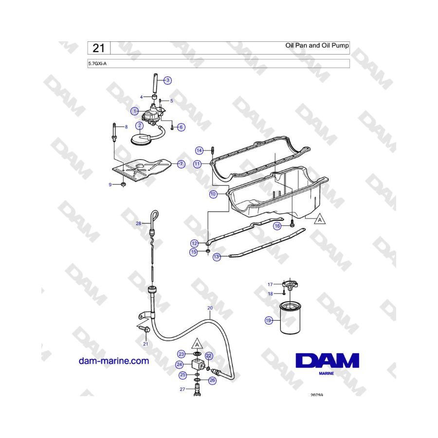 Volvo Penta 5.7GXi-A - Oil Pan and Oil Pump