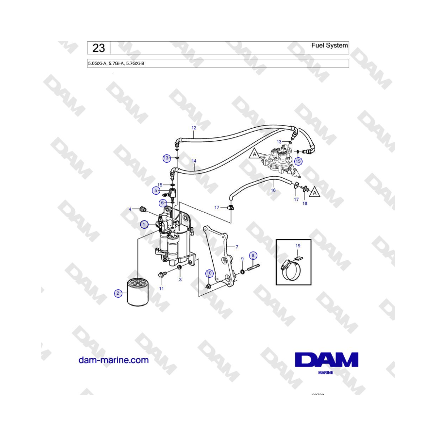 Volvo Penta 5.0GXi-A, 5.7Gi-A, 5.7GXi-B - Sistema de combustible
