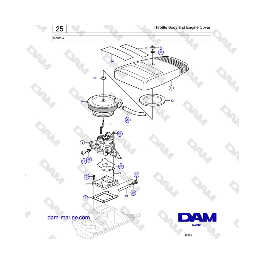 Volvo Penta 5.0GXi-A - Throttle Body and Engine Cover