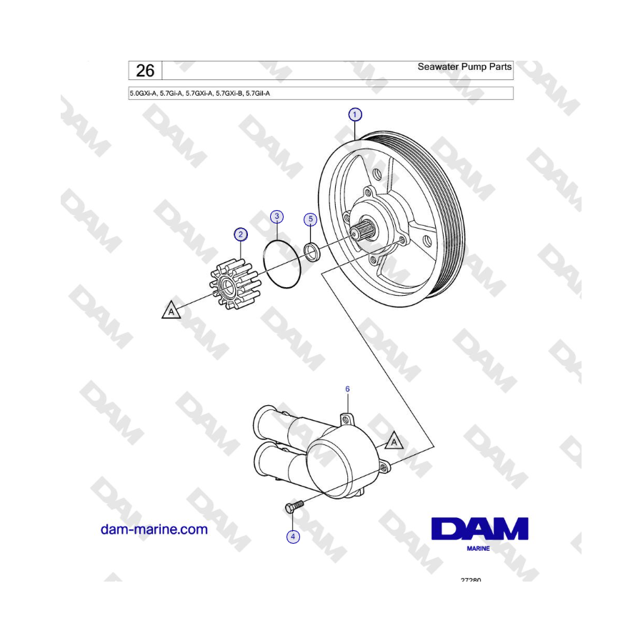 Volvo Penta 5.0GXiA, 5.7GiA, 5.7GXiA, 5.7GXiB, 5.7GiIA Seawater