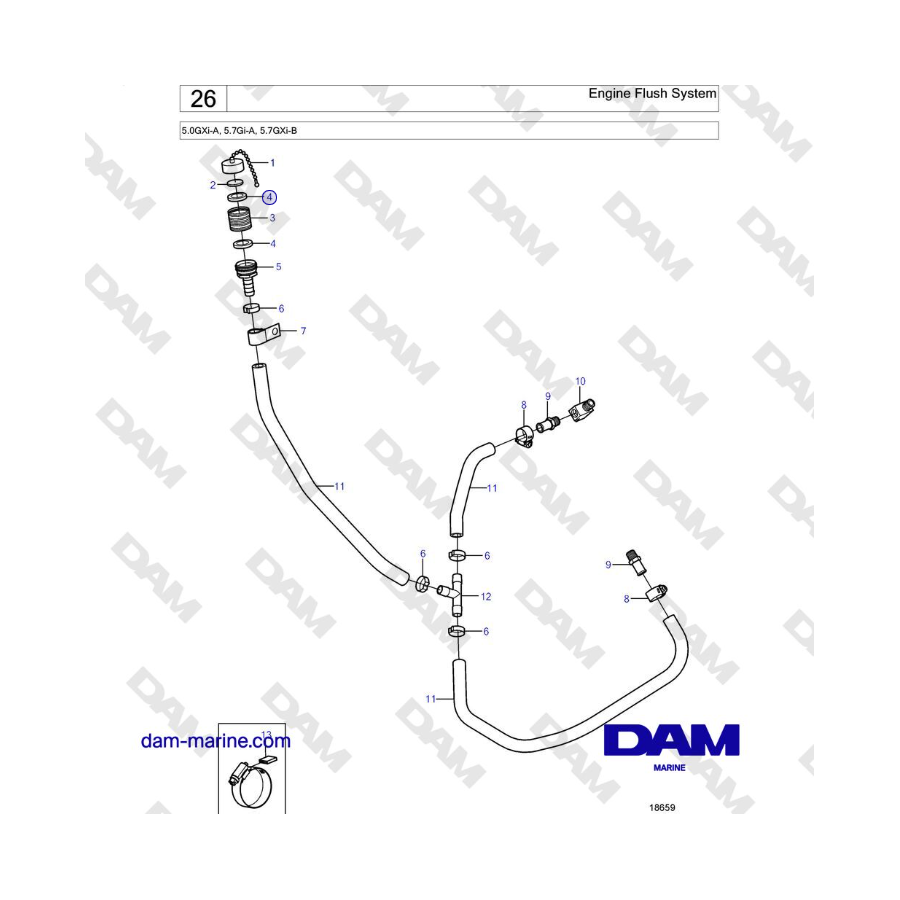 Volvo Penta 5.0GXi-A, 5.7Gi-A, 5.7GXi-B - Sistema de lavado del motor