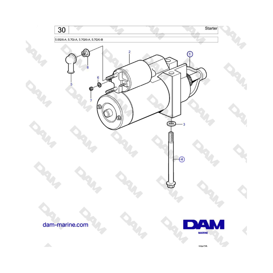 Volvo Penta 5.0GXi-A, 5.7Gi-A, 5.7GXi-A, 5.7GXi-B - Motorino di avviamento