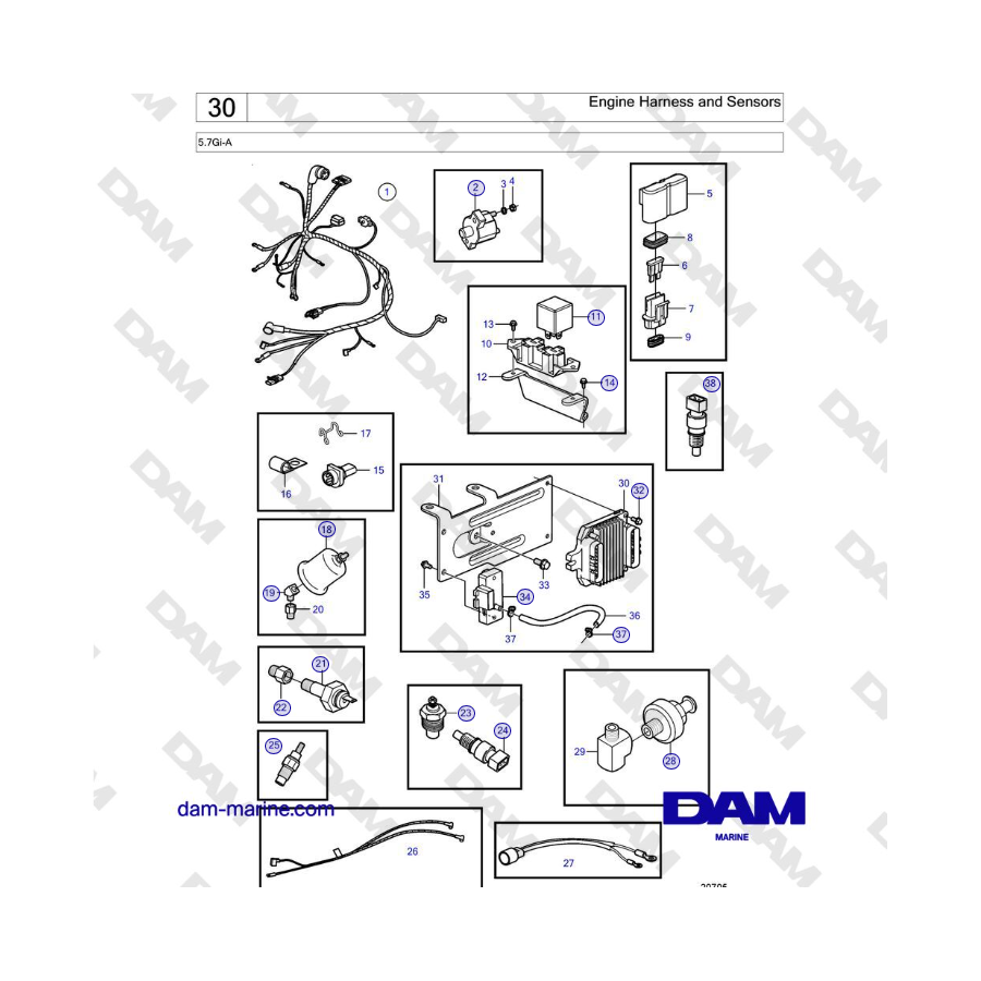 Volvo Penta 5.7Gi-A - Engine Harness and Sensors
