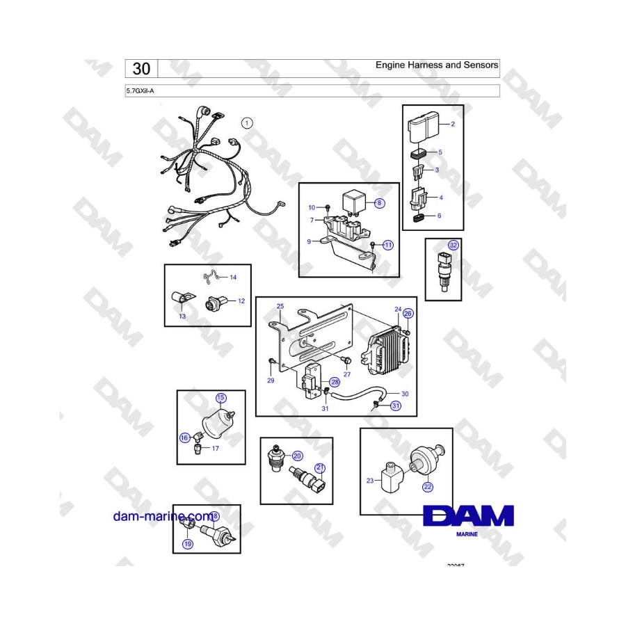 Volvo Penta 5.7GXiI-A - Engine Harness and Sensors
