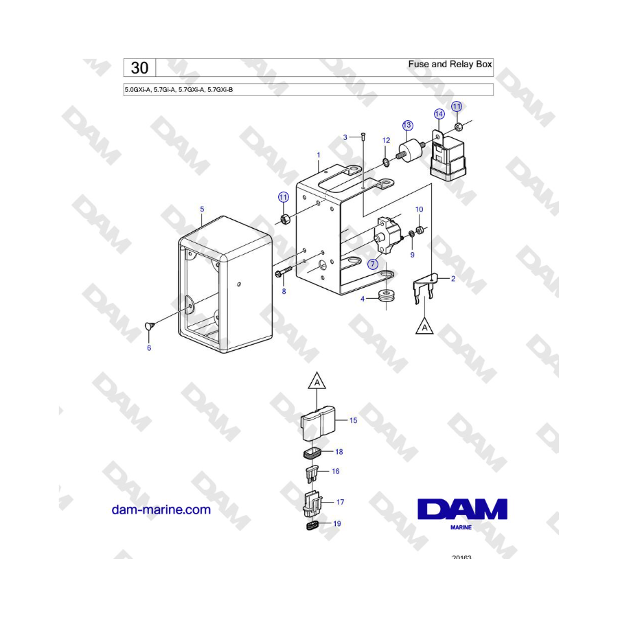 Volvo Penta 5.0GXi-A, 5.7Gi-A, 5.7GXi-A, 5.7GXi-B - Fuse and Relay Box