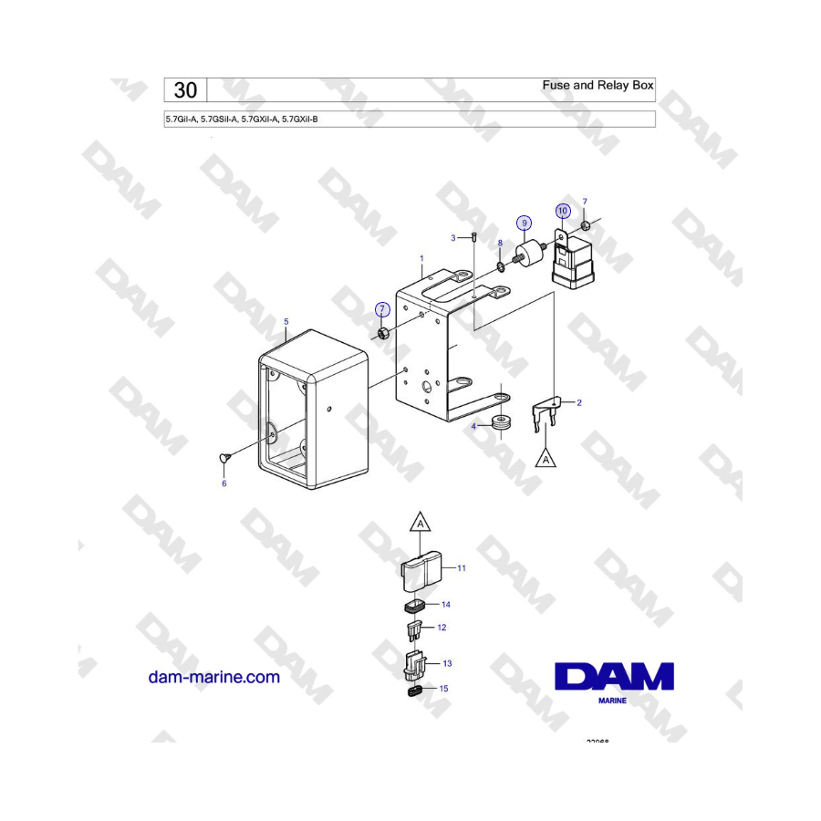 Volvo Penta 5.7GiI-A, 5.7GSiI-A, 5.7GXiI-A, 5.7GXiI-B - Fuse and Relay Box