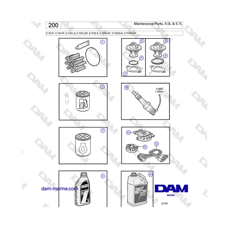Volvo Penta 5.7Gi-F, 5.7Gi-FF, 5.7GXi-G, 5.7GXi-GF - Repuestos, 5.0L y 5.7L 