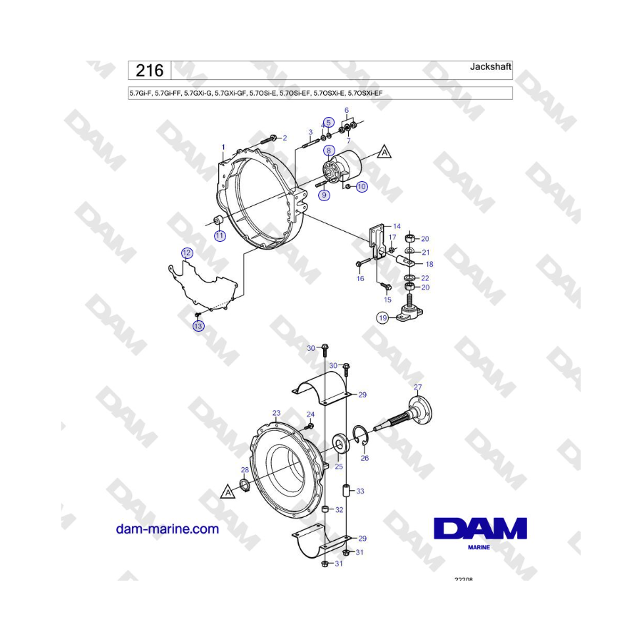 Volvo Penta 5.7Gi-F, 5.7Gi-FF, 5.7GXi-G, 5.7GXi-GF - Jackshaft