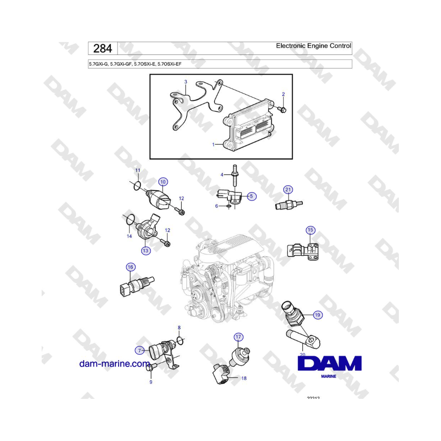 Volvo Penta 5.7GXi-G, 5.7GXi-GF, 5.7OSXi-E, 5.7OSXi-EF - Control electrónico del motor