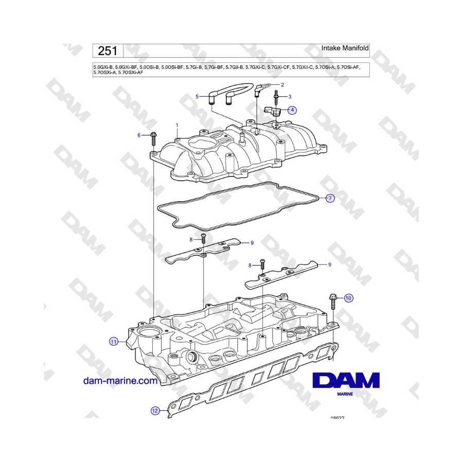 Volvo Penta 5.7GXi-C, 5.7GXi-CF, 5.7GXiI-C, 5.7OSi-A, 5.7OSi-AF, 5.7OSXi-A, 5.7OSXi-AF - Colector de admisión