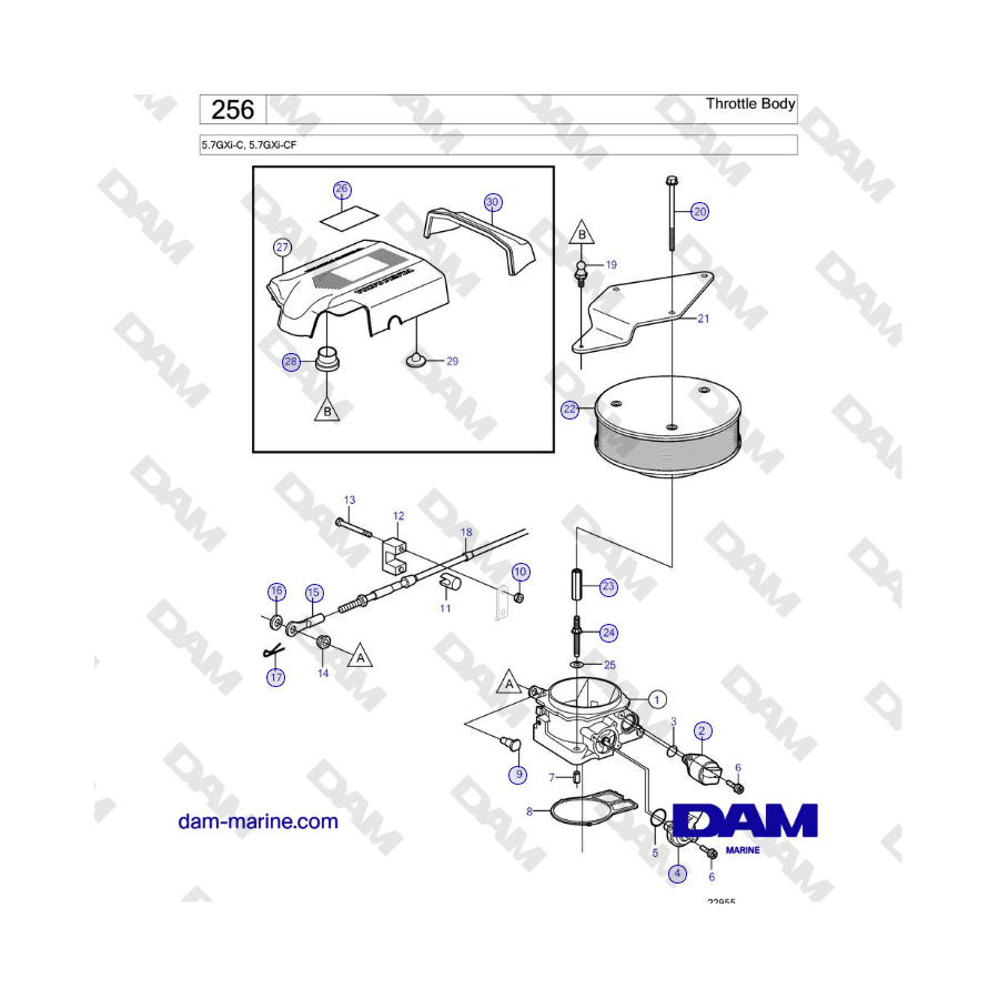 Volvo Penta 5.7GXi-C, 5.7GXi-CF - Cuerpo del acelerador 