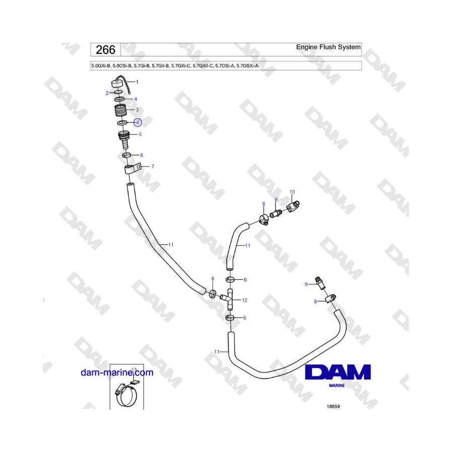 Volvo Penta 5.7GXi-C, 5.7GXiI-C, 5.7OSi-A, 5.7OSXi-A - Sistema de lavado del motor