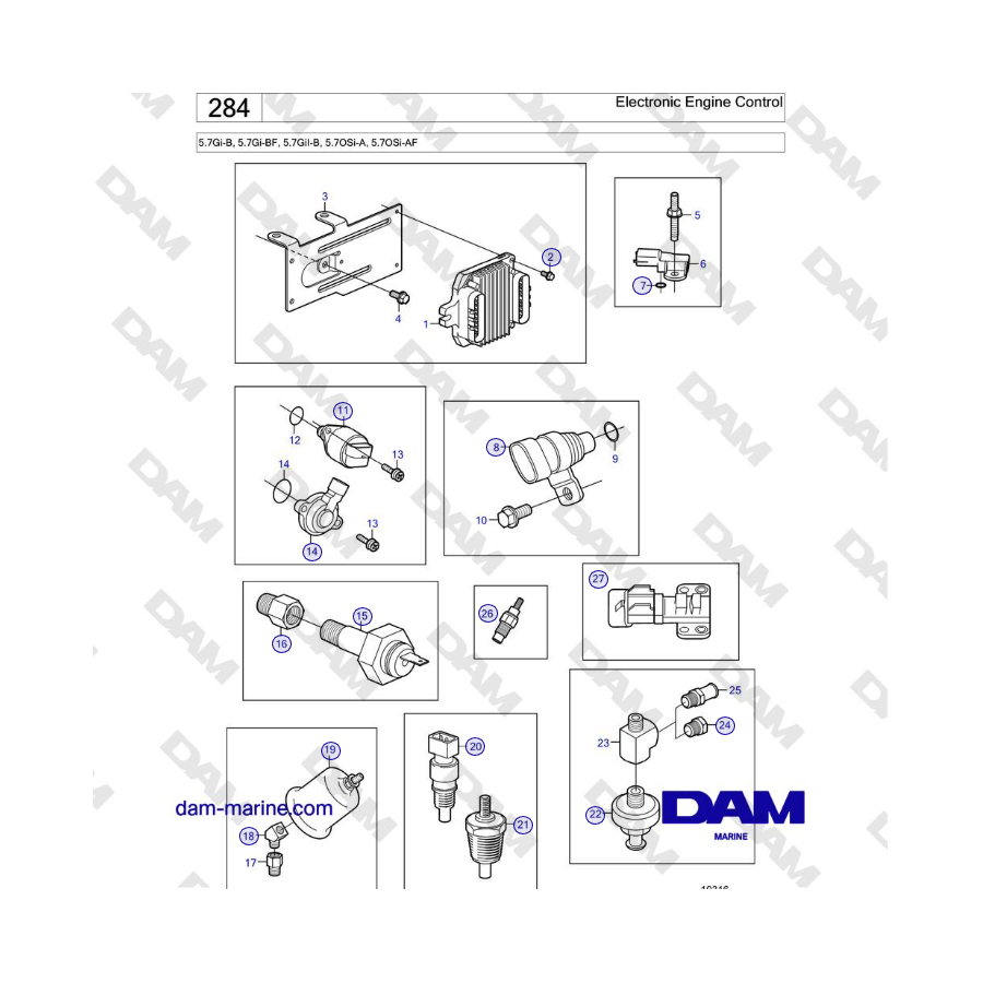 Volvo Penta 5.7Gi-B, 5.7Gi-BF, 5.7GiI-B, 5.7OSi-A, 5.7OSi-AF - Control electrónico del motor