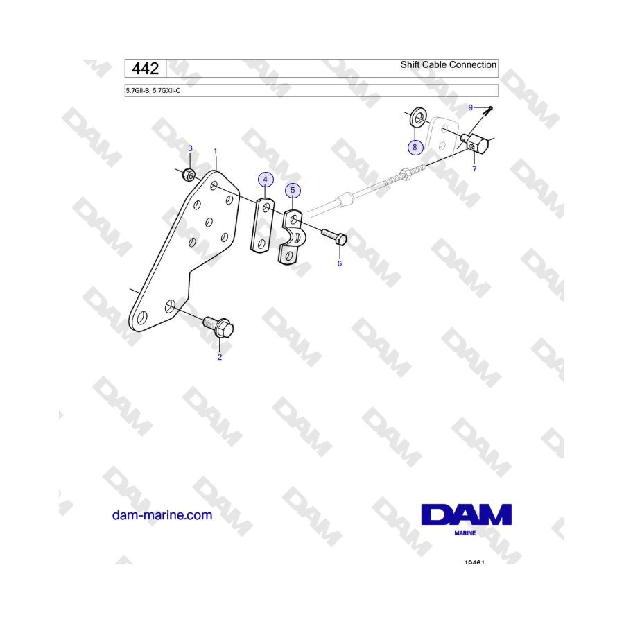 Volvo Penta 5.7GiI-B, 5.7GXiI-C - Collegamento del cavo del cambio