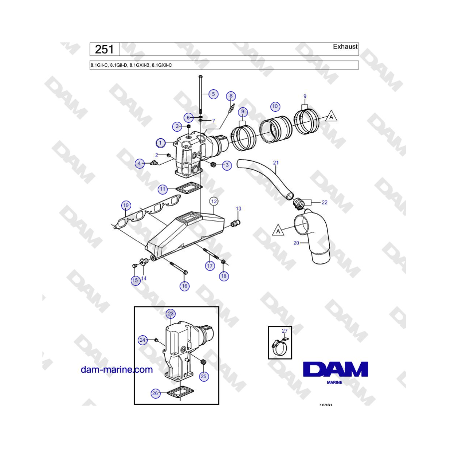 Volvo Penta 8.1GiI-B, 8.1GXiI-A - Exhaust 